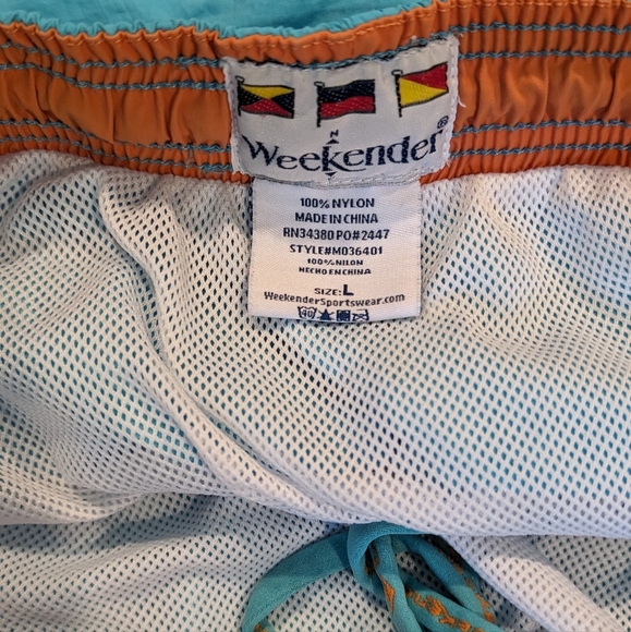 VTG Weekender Swim Trunks Bright Teal Blue Retro - Picture 6 of 10